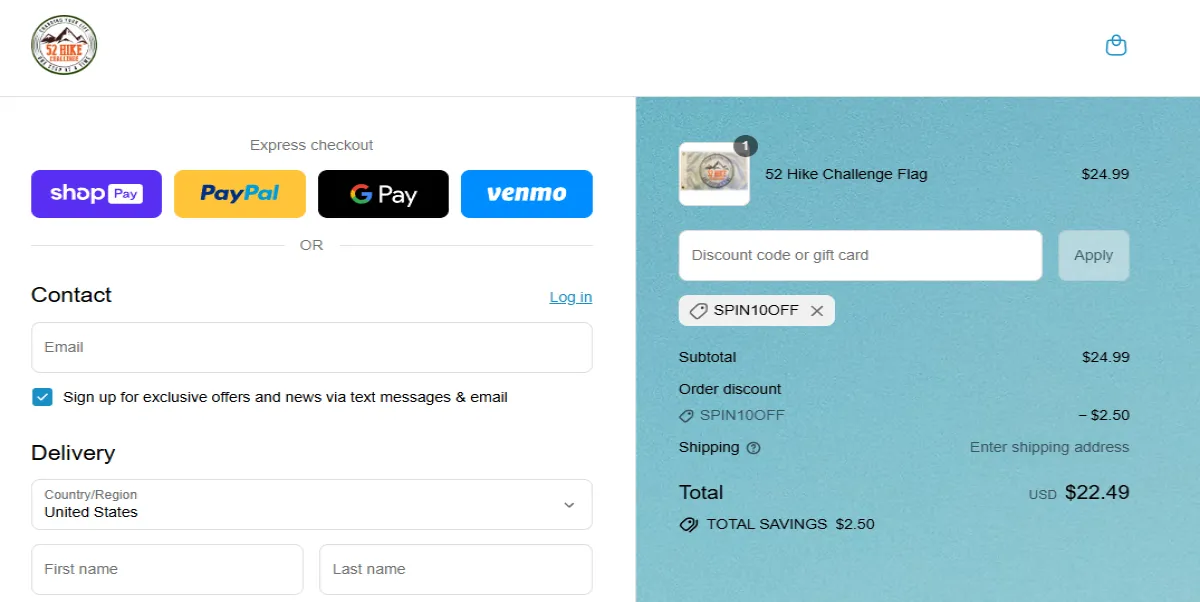 Proof screenshot for SPIN10OFF